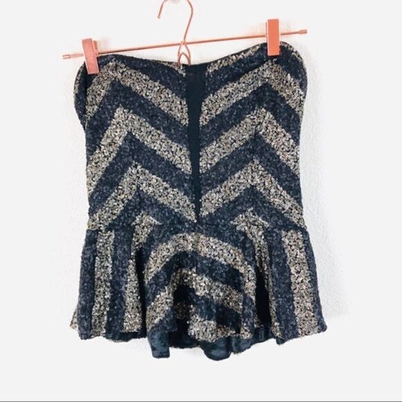 EUC Francesca’s Black Sequined Bustier Top Medium - Picture 2 of 5